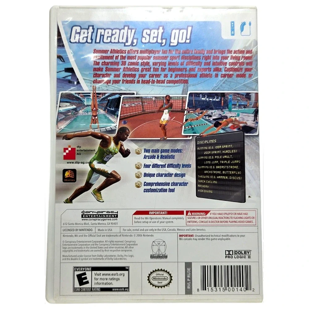 Summer Athletics The Ultimate Challenge Nintendo Wii Game‎ Excellent Condition